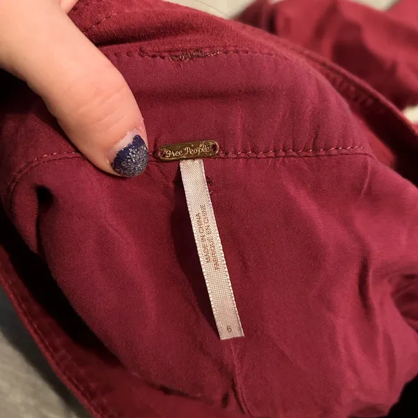 Free People Burgundy Suede Paperbag‎ Waist Tie Belt Cropped Pants Size 6 - Image 5