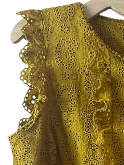 Boden Hallie Broderie Eyelet mustard yellow Sleeveless Top 10 - Image 6