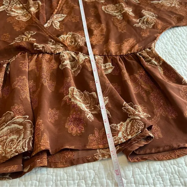 ✨ Whiteroom + Cactus Brown Floral Sheer Long Sleeve‎ Top Small - Image 10