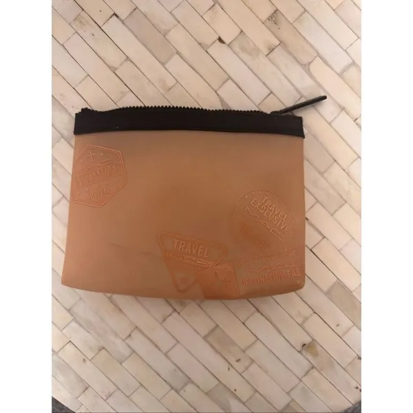 MAC Travel Makeup Bag Clear Brown Cosmetic Pouch Zipper Toiletry Case - Image 2