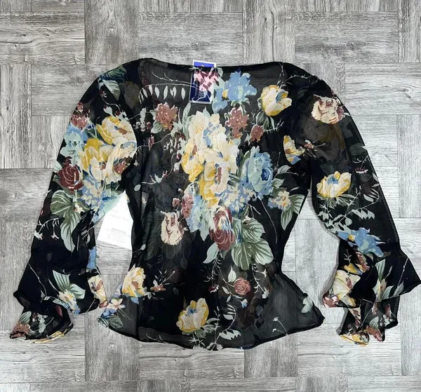 she's cool NEW Vintage Sheer Black Top Size Medium - Image 2