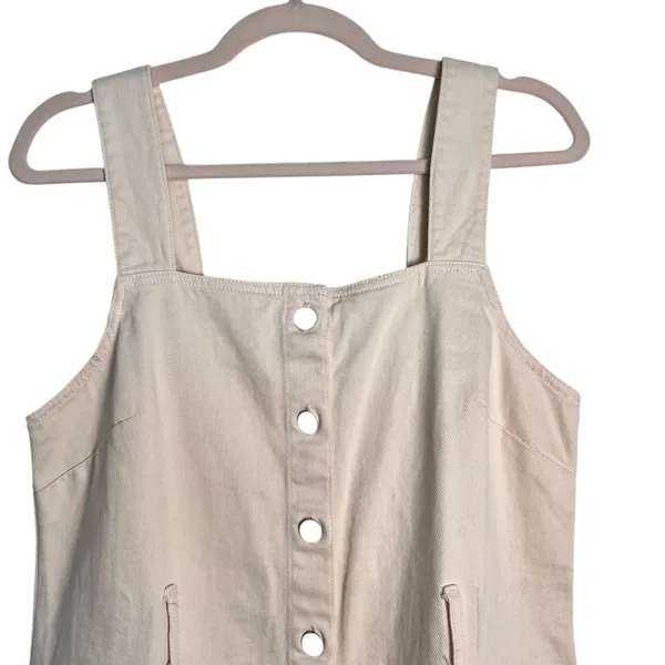 H and M White Cream‎ Denim 100% Cotton Mini Dress Romper size 6 - Image 4