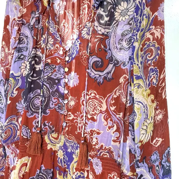 Anthropologie Maris Printed Long Sleeve Chiffon Mini Blouson Dress S - Image 5
