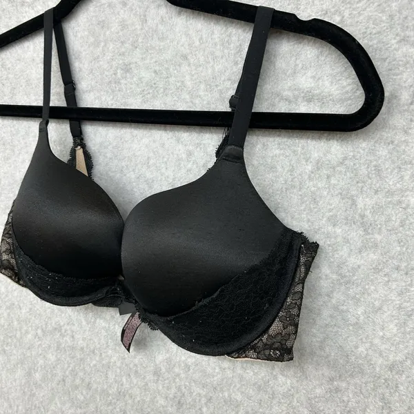Victorias Secret Bra 36C Padded Demi Underwire Black/Nude Lace Glamour Sexy - Image 2