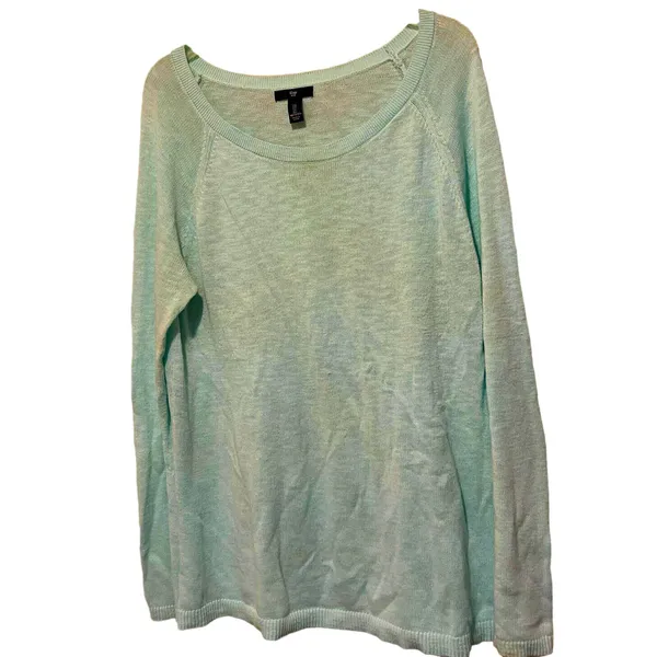 Gap Sweater Women's Large Mint Green Summer Lightweight Raglan sleeve Cotton - Image 2