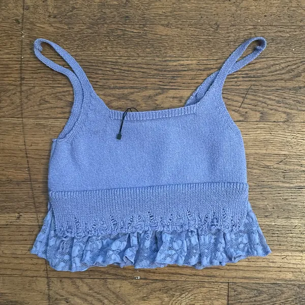 Zara purple knit lace Crop tank top! - Image 3