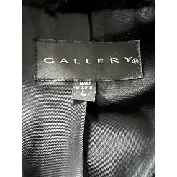 Gallery Coat Sz Large Black‎ Faux Fur Hooded Luxurious City Formal Designer - Image 3