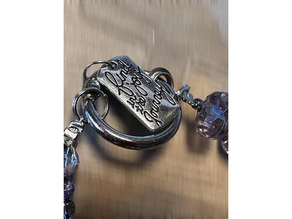 Phone Wrist Strap with Faceted Purple Beads - Image 2