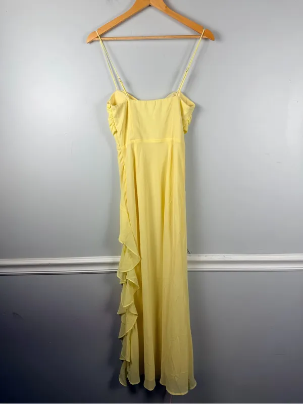 Saints & Secrets Jayna Ruffle Trim Split Dress Yellow size XS New READ - Image 8