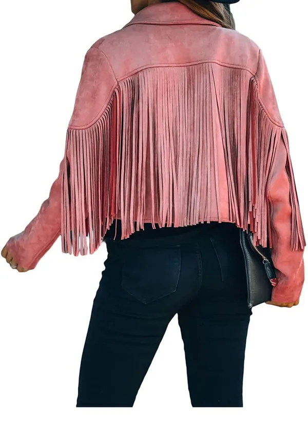 Tassel Fringe Jacket Pink Size L - Image 3