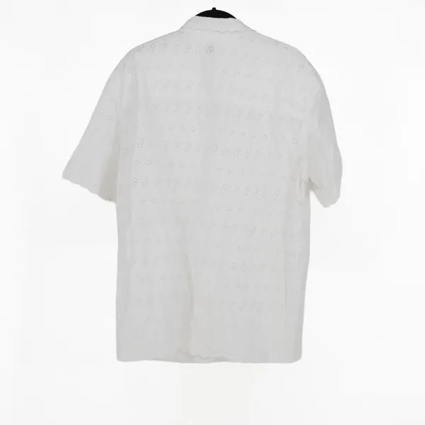 Gap x Doen Cotton Eyelet Lace Collared Button Down Blouse Shirt White Large - Image 4