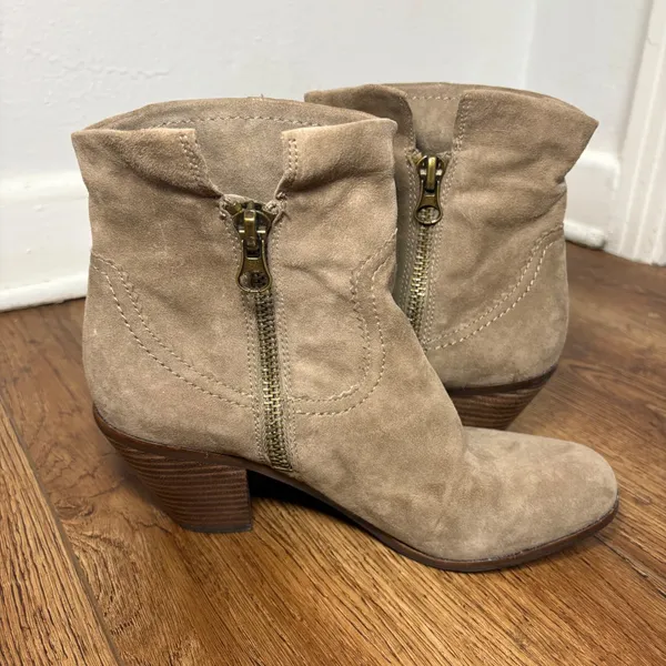 Sam Edelman Louie Tan Suede Fringe Ankle Boots Womens 10 M Western Festival Boho - Image 6
