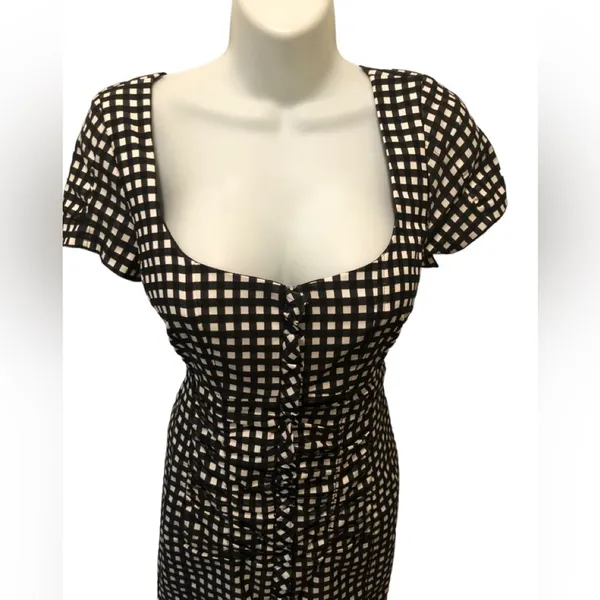Nanette Lepore Check Me Out Dress Sz. 8 Gingham Full Zip Cottagecore Coquette - Image 4