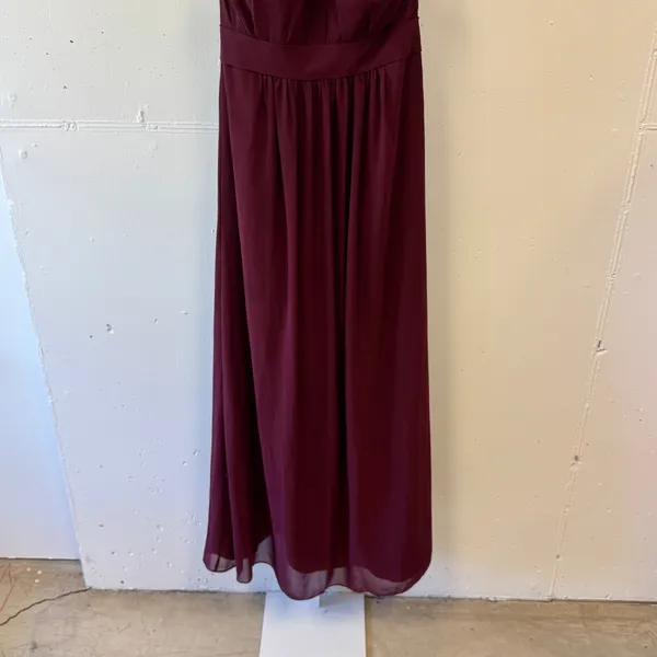 Bill Levkoff Burgundy Halter‎ Pleated Chiffon Bridesmaid Formal Gown Dress 8 - Image 4