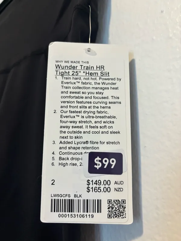 NWT lululemon Wunder Train HR Tight 25” Hem Split - Size 2 / Black - Image 4