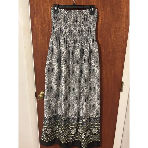 Gypsie Blu Women's Black Multi Strapless Maxi Summer Dress Tube Coverup Sz M - Image 3