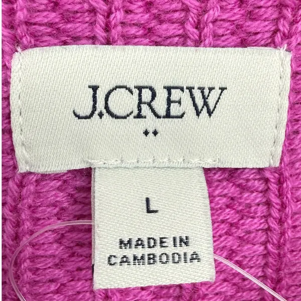 NWT J.Crew Womens Mock Neck Cotton Blend Sweater Fuschia Pink CP350 Size Large - Image 3