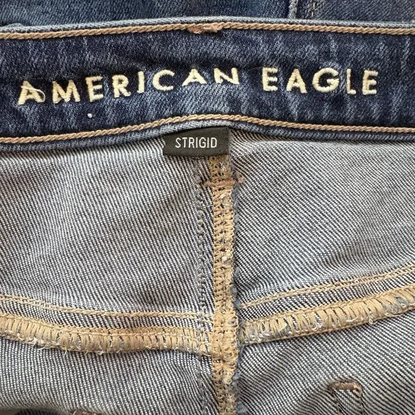 American Eagle Mom Strigid Jean Blue Jeans High Rise Distress Denim Sz 10 Womens - Image 6