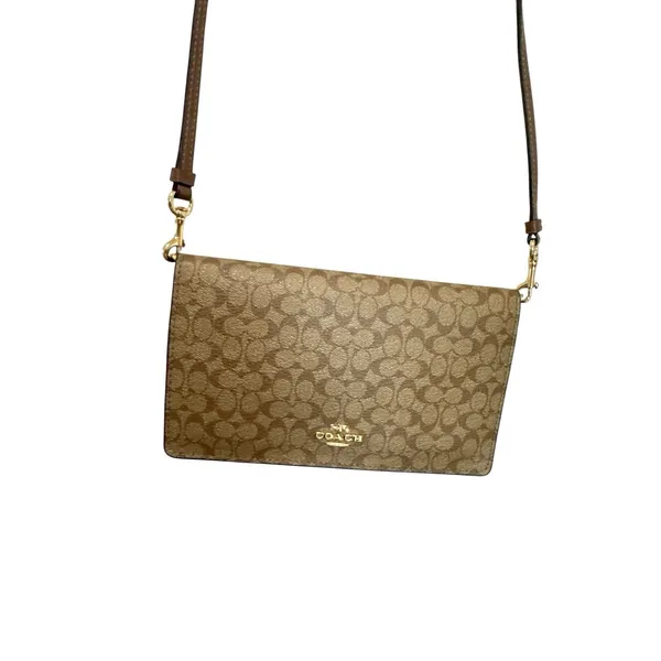 COACH Signature Hayden Folded Over Cross Body Brown 41920 Clutch in Color Block - Image 4