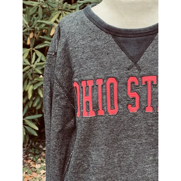 Colosseum Athletics Women's L Embroidered Gray OSU Ohio State Buckeyes Sweatshirt Vintage Look - Image 3
