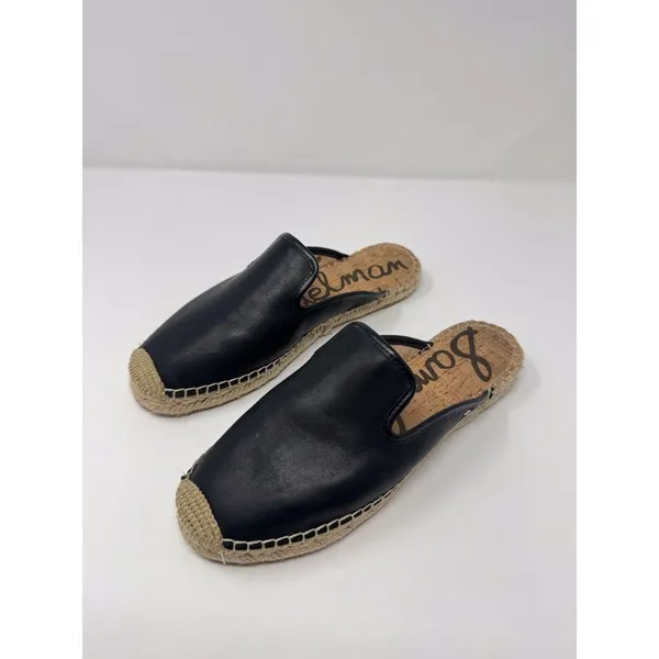 Sam Edelman Kerry Womens Mules Black Leather Espadrille Comfort Sandals US 9 M - Image 3