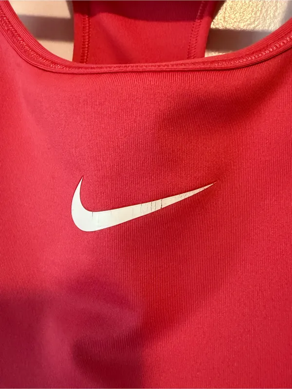 Nike Hot Pink Racerback Sports Bra with White Swoosh - Image 3