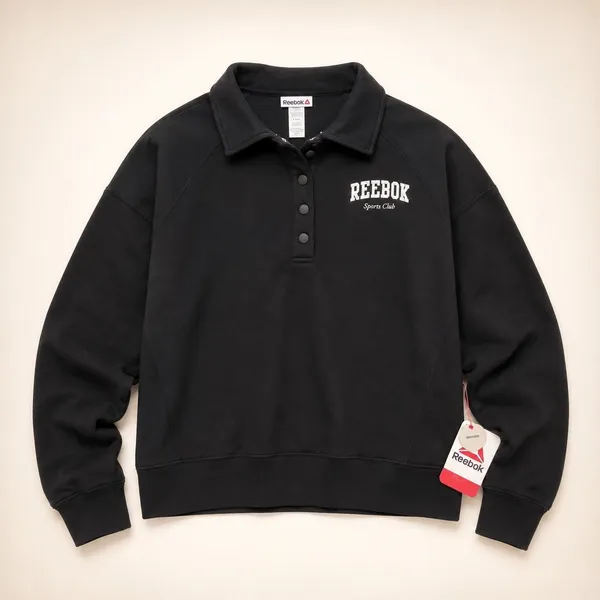 Reebok‎ Sports Club Womens Black Quarter Snap Polo Sweatshirt Size XXL NWT - Image 4