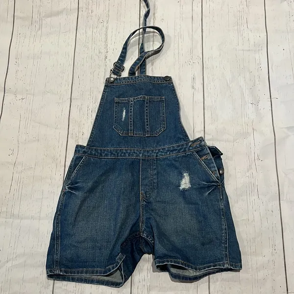 Topshop moto blue denim short overalls - Image 2