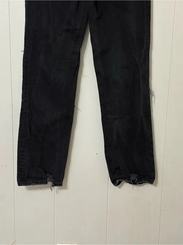 Abercrombie & Fitch 90s Straight Jeans Black Ultra High Rise Distressed Size 27 - Image 8