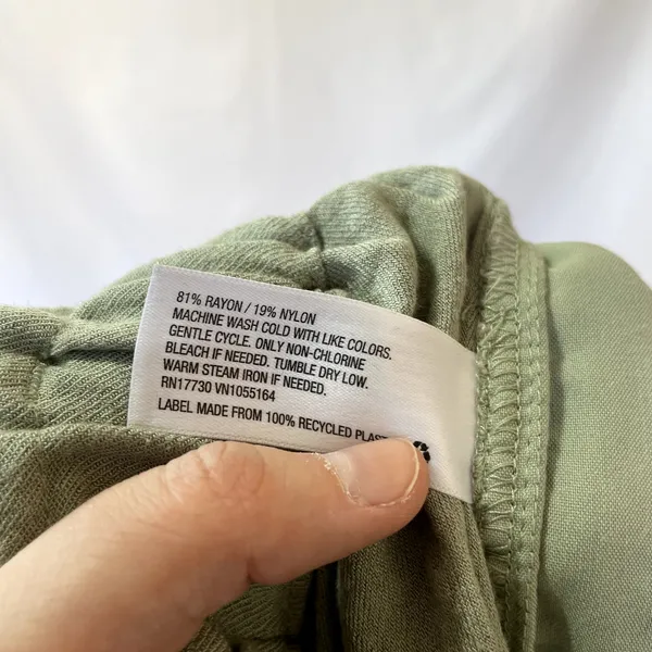 a new day sage green‎ paperbag trousers straight leg women's size XS rayon nylon - Image 8
