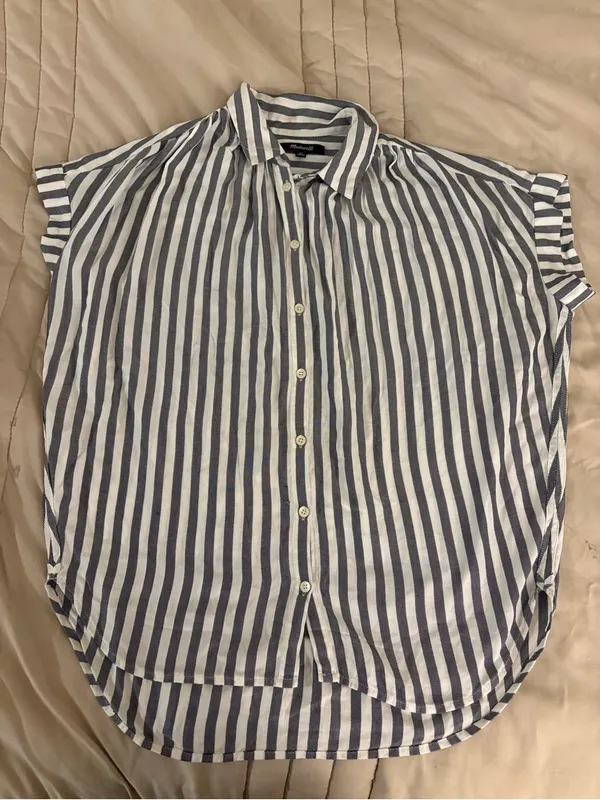 Madewell Women’s Blue & White Striped Hilltop Shirt - Image 2