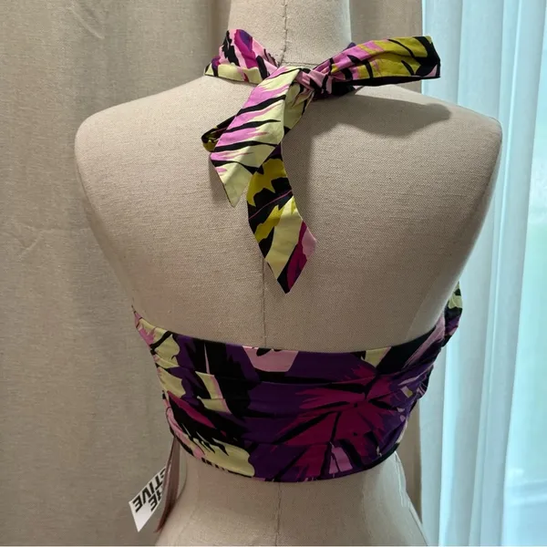 Future Collective Botanical Wrap Neck Halter Tiny Top Size‎ XS NWT Black - Image 2