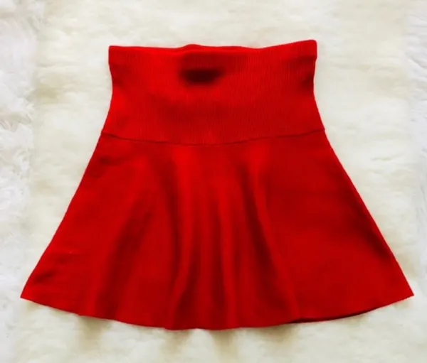 Zara Ribbed Mini Skirt Bright red (XS) - Image 3