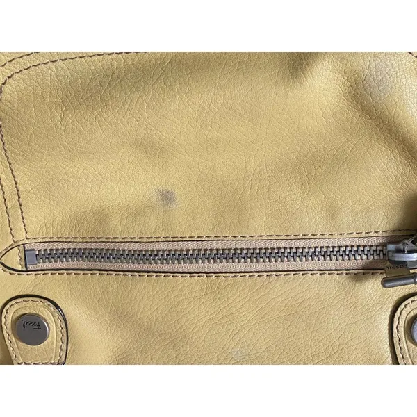 Fossil Yellow‎ Leather Shoulder Bag With Inner & Outer Zippers - Image 6