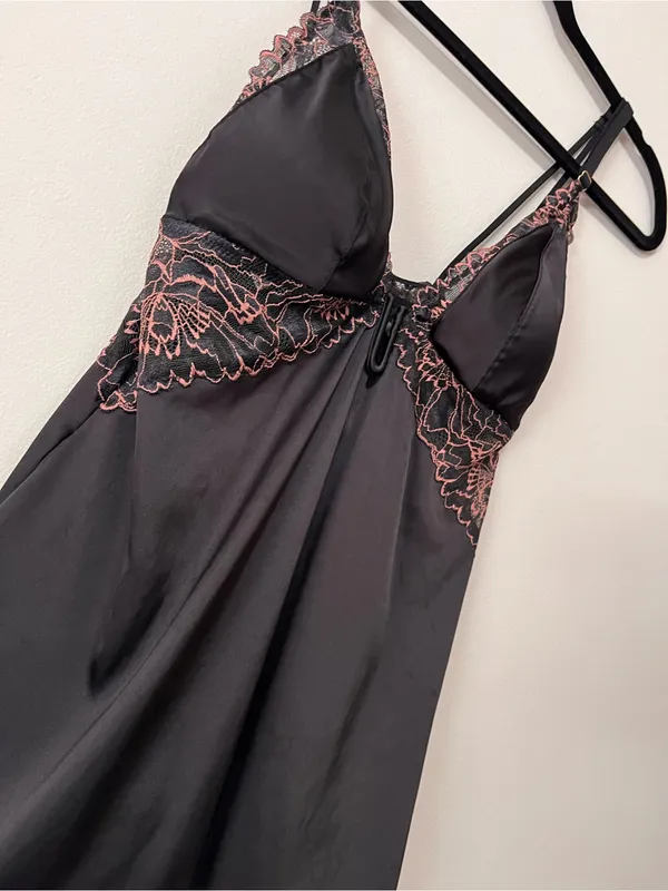 SEXY Satin & Lace Silky Black Lingerie Sleep Dress Auden Women’s Slip Sz S NWT - Image 2