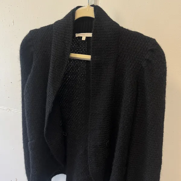 Vanessa Bruno Black Mohair Alpaca Shawl Collar Cardigan Sweater Italy Womens 2 M - Image 5
