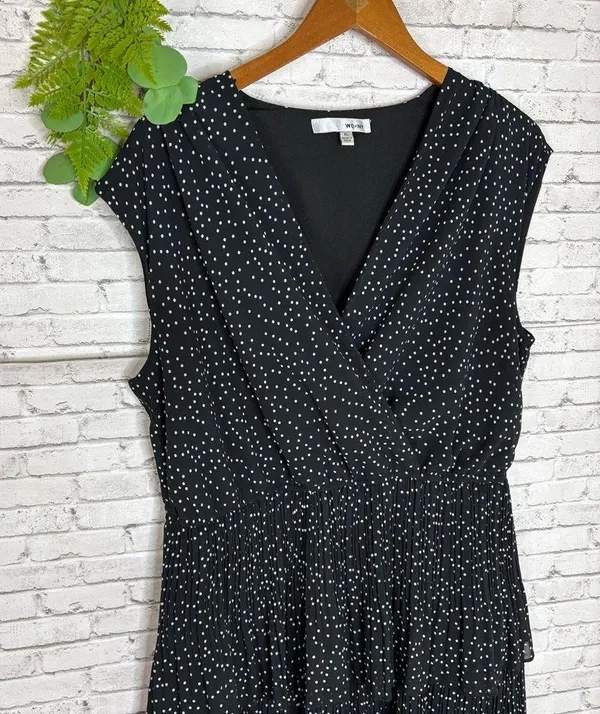 Warren Donner NY Black and White Polka Dot Tiered Midi Dress - Image 3