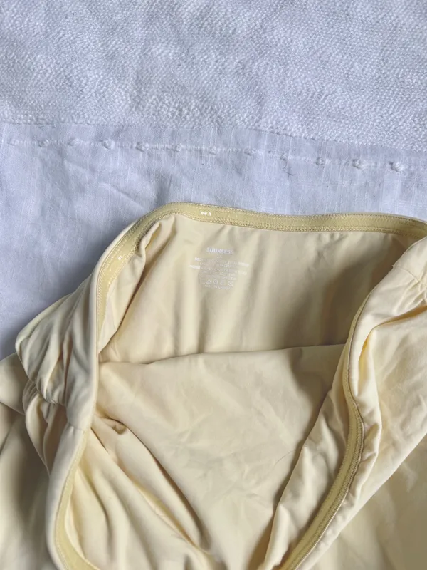 Amazon SUUKSESS Butter Yellow Foldover side split tube top - Image 3