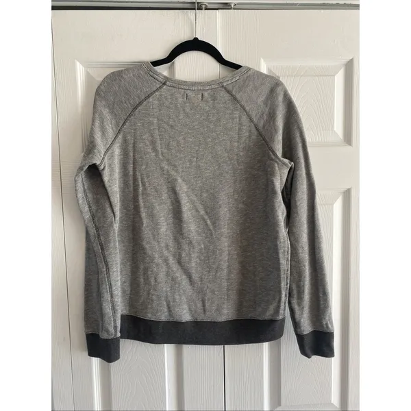 Roots Canada Raglan Micro‎ Stripe Sweatshirt Womens Size S Grey Pullover Cotton - Image 6