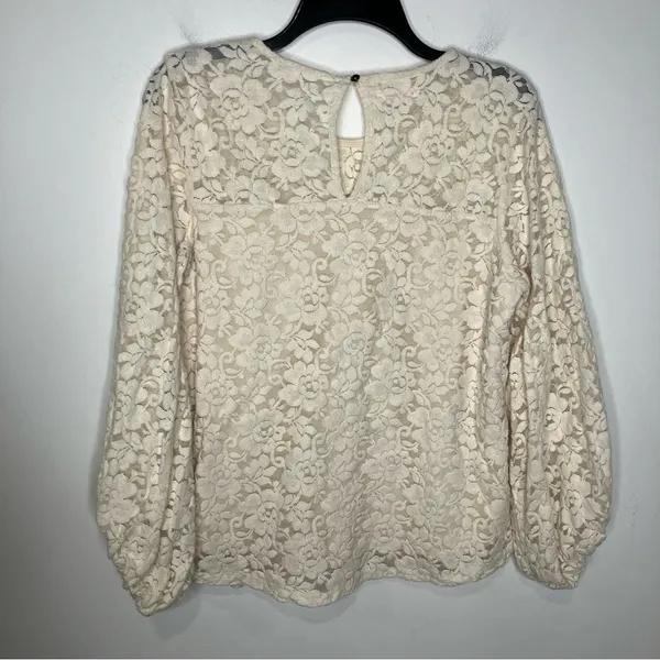 Maurices solid lace balloon sleeve‎ blouse cream size large - Image 6