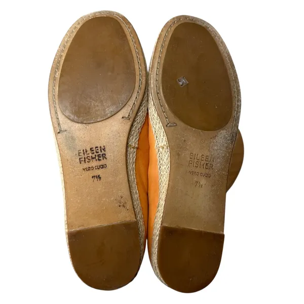 Eileen Fisher Tour Nubuck Espadrille Ballet Flat Orange Leather Womens 7.5‎ - Image 6