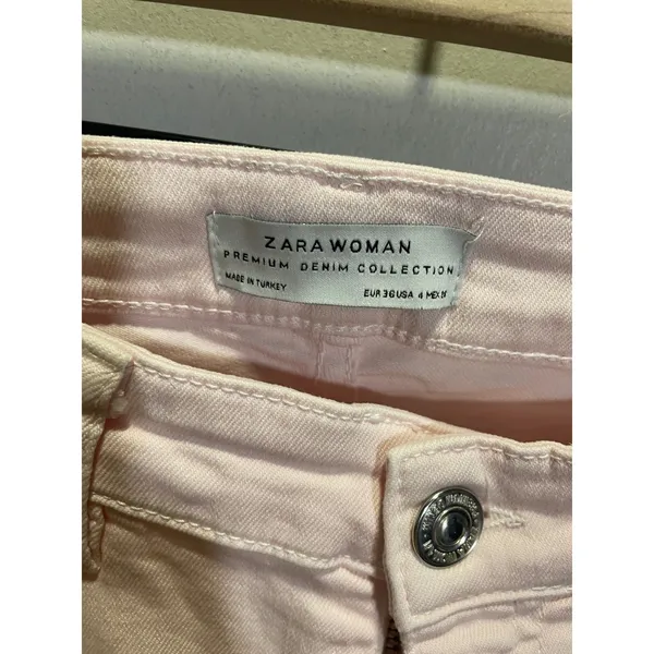 Zara Skinny Jeans Womens‎ 4 Pink Raw Hem Premium Denim Collection Casual Slim - Image 4