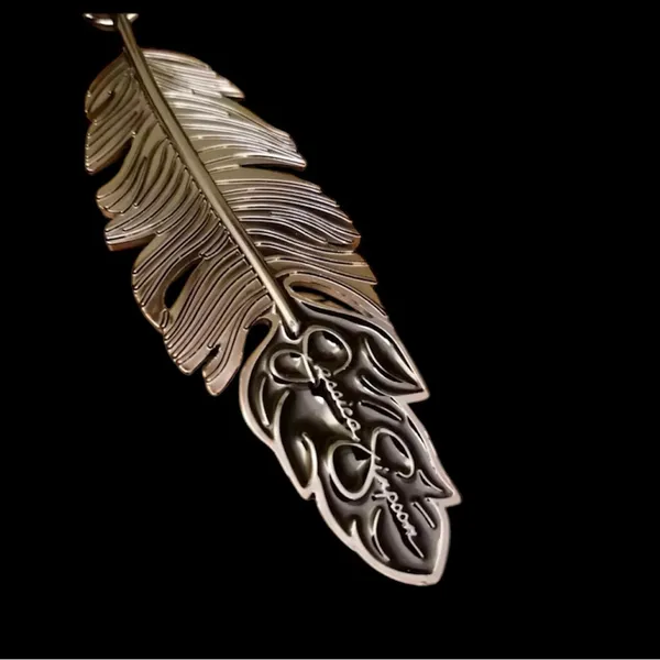 Jessica Simpson Pewter Solid Feather Color Keychain Bag Charm, Luggage Charm - Image 7