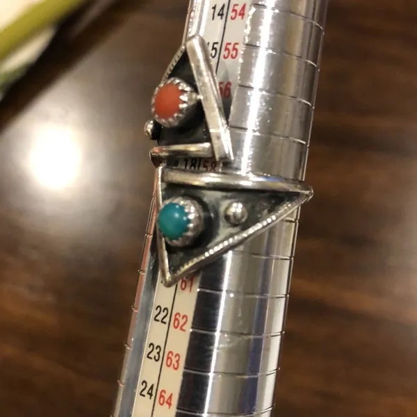 Vintage Southwestern Bypass Turquoise Spiny Oyster Ring Sz 8•1/2 - Image 5