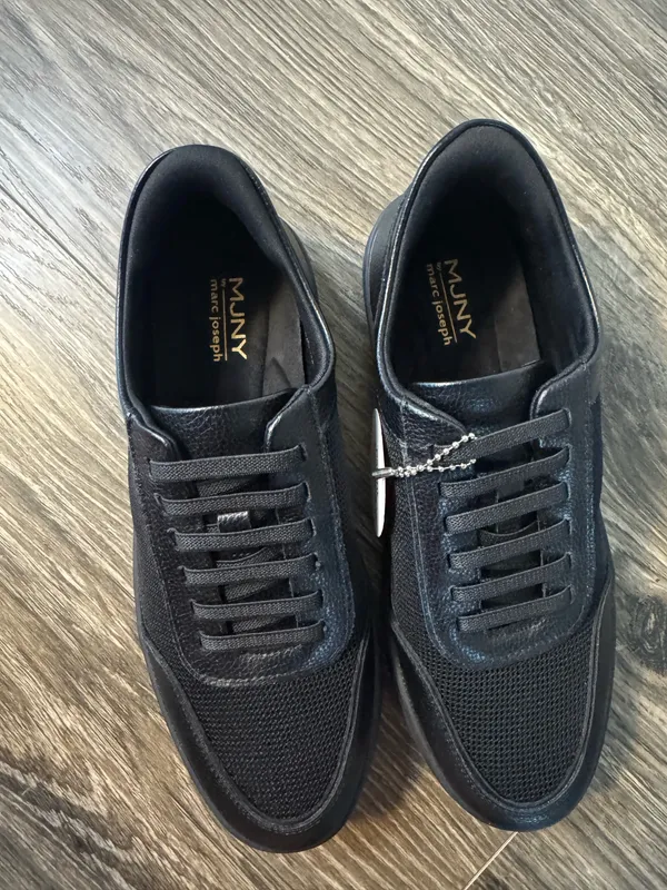 MUNY by Marc Joseph Black Leather Mesh Slip-On Sneakers Size 7.5 - Image 5