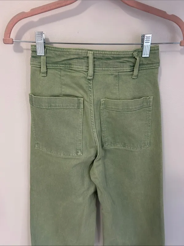 Zara Marine Straight Wide Leg Jeans Green - Image 7