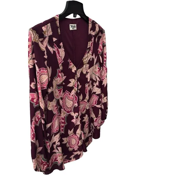 Show Me Your Mumu Bailey Paisley‎ Print Tie Back Romper Playsuit Size M Burgundy - Image 5