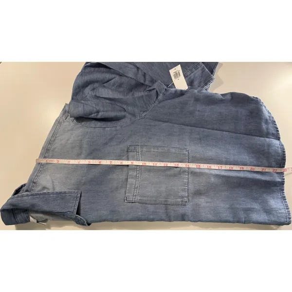 Old Navy Cropped Denim Button Down Shirt Light Wash Chambray‎ Western NWT XL - Image 7