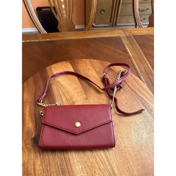 Stella & Max Red Leather Crossbody, Clutch, Wallet Purse Removable Strap - Image 6