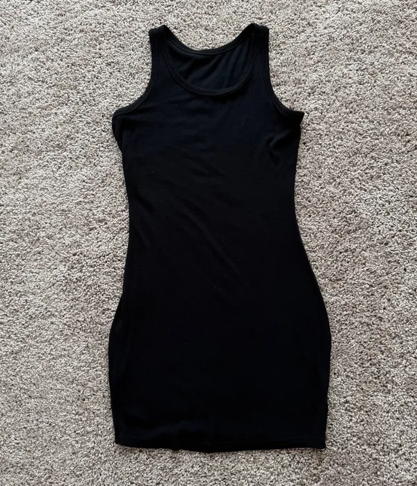 Black Ribbed Tank Dress - Image 2